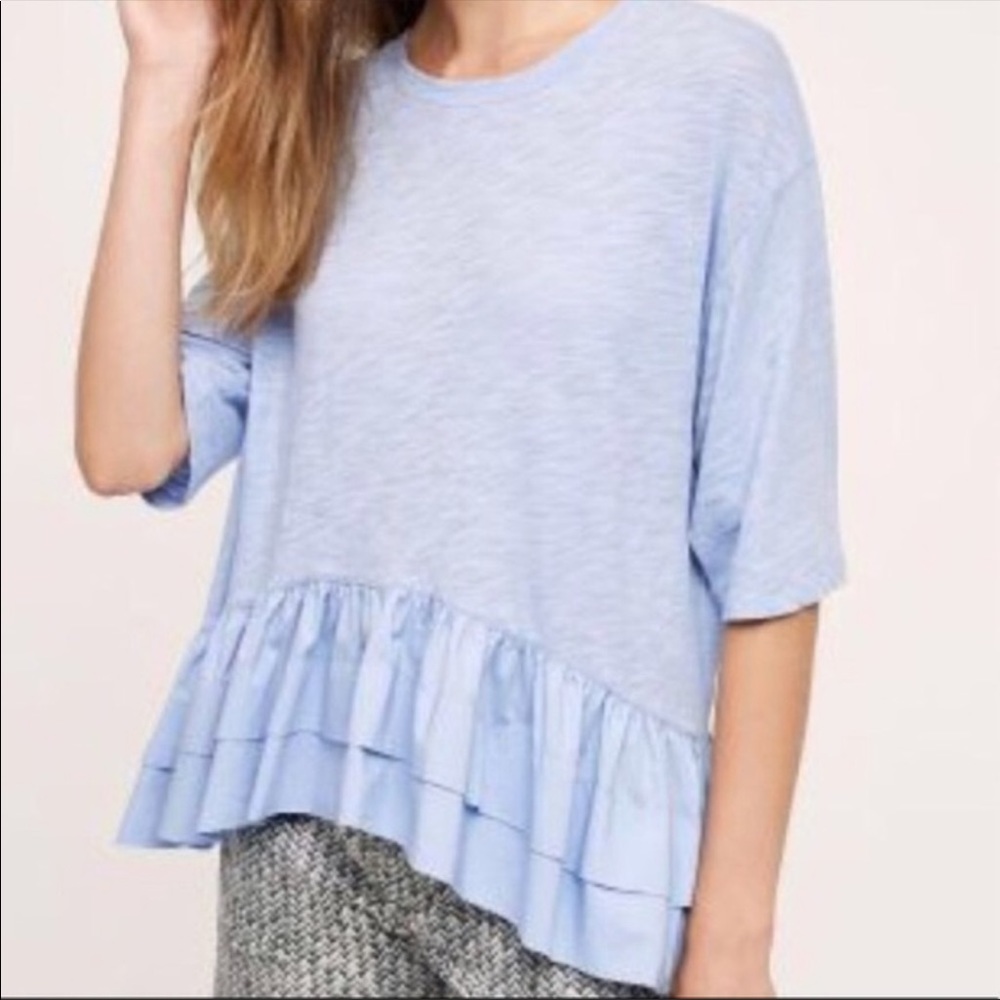 Anthropologie Akemi + Kin Blue Cascade Peplum top